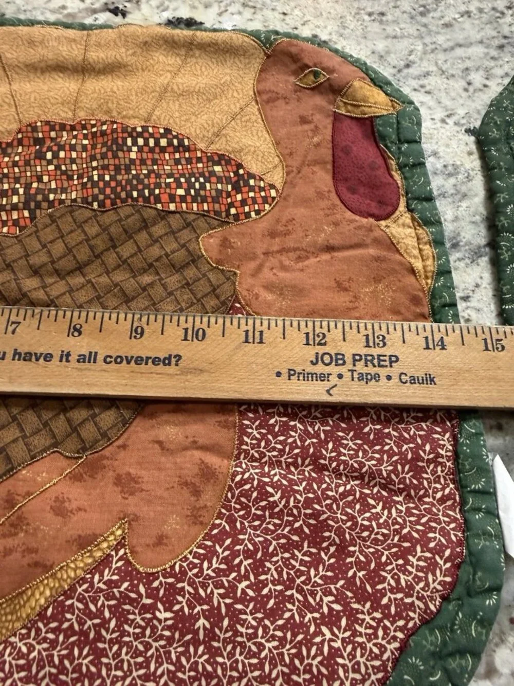 4 Vintage Quilted Turkey Patchwork Thanksgiving  Placemats Set Holiday Table Top